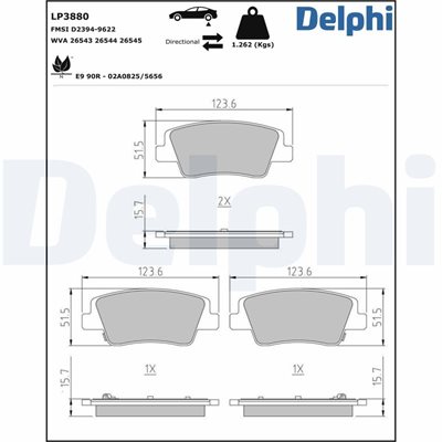 Klocki hamulcowe kpl. do Hyundia, LP3880, DELPHI w ofercie sklepu e-autoparts.pl 