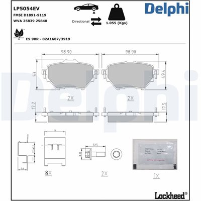 Klocki hamulcowe kpl. do Peugeota, LP5054EV, DELPHI w ofercie sklepu e-autoparts.pl 