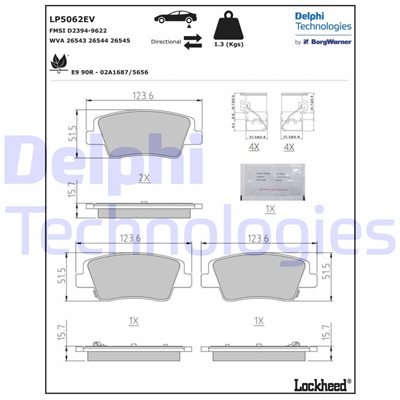 Klocki hamulcowe kpl. do Hyundia, LP5062EV, DELPHI w ofercie sklepu e-autoparts.pl 