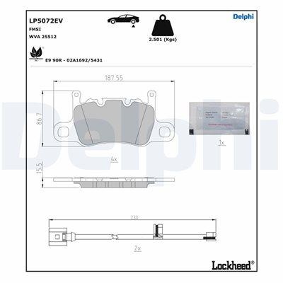 Klocki hamulcowe kpl. do Audi, LP5072EV, DELPHI w ofercie sklepu e-autoparts.pl 