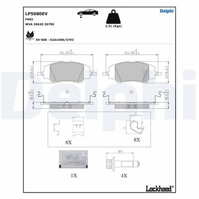 Klocki hamulcowe kpl. do Peugeota, LP5080EV, DELPHI w ofercie sklepu e-autoparts.pl 